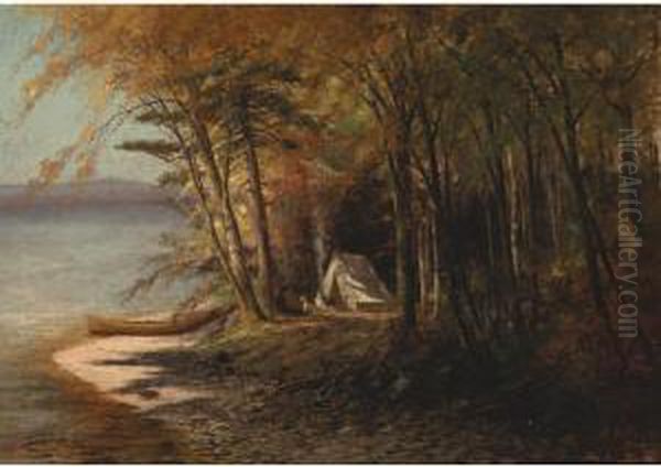 Camping On Saranac Lake, Adirondacks Oil Painting by Edward Hill