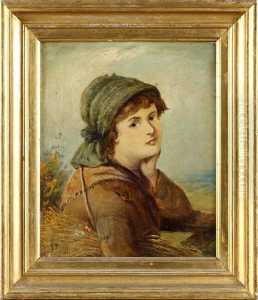 Portrait Of A Young Woman Oil Painting by James John Hill