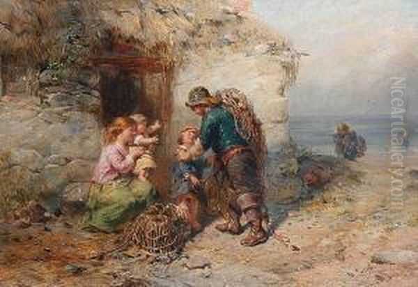 The Fisherman's Return Oil Painting by James John Hill