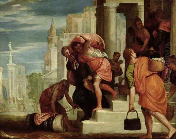 The Flight of the Israelites out of Egypt Oil Painting by Benedetto Caliari