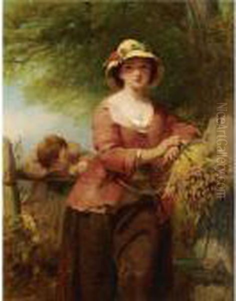 The Harvest Girl Oil Painting by James John Hill