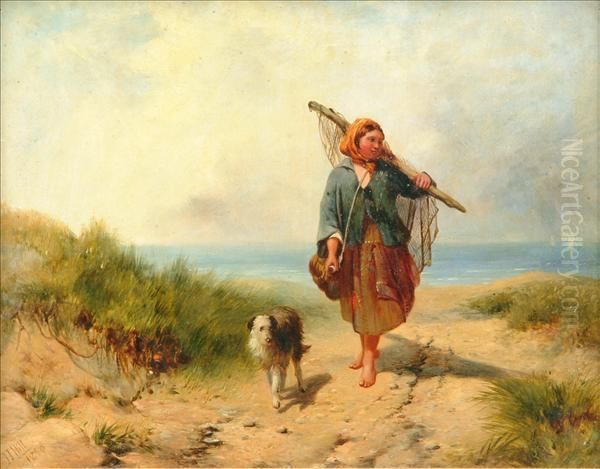 Theshrimping Girl Oil Painting by James John Hill