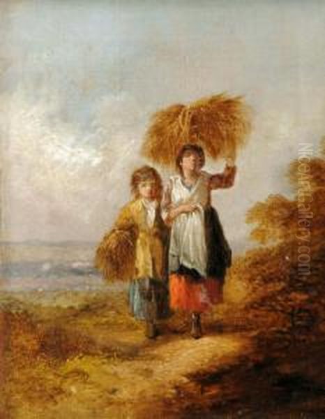 Home From The Harvest Field Oil Painting by James John Hill