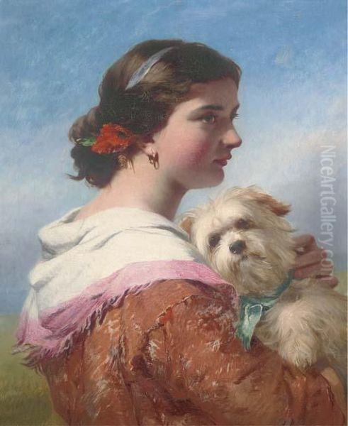 A Canine Companion Oil Painting by James John Hill