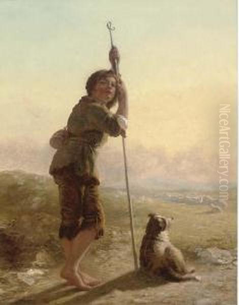 The Young Shepherd Oil Painting by James John Hill