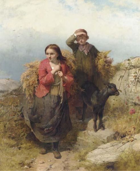 The Fern Gatherers Oil Painting by James John Hill