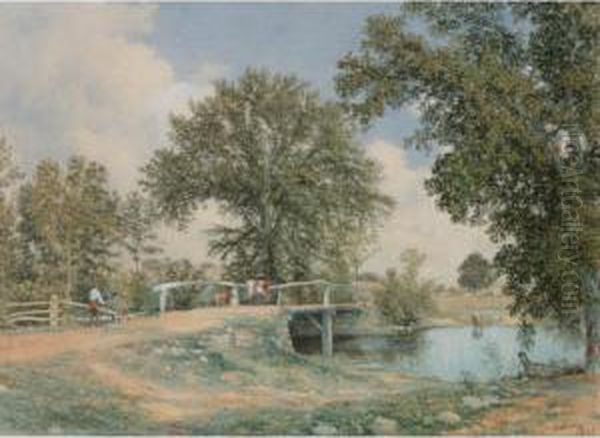 Summer Afternoon Oil Painting by John William Hill