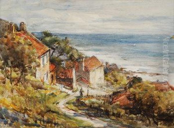 Runswick Bay Oil Painting by Rowland Henry Hill