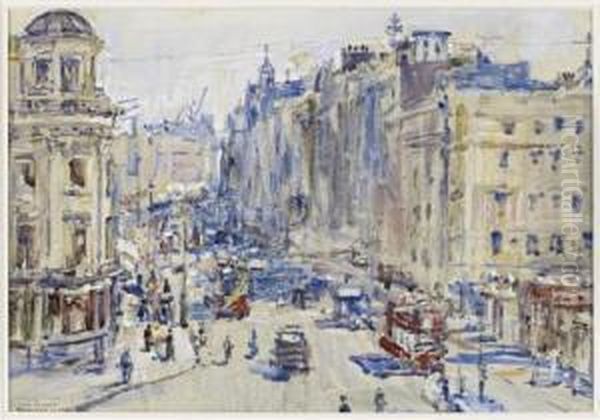 Charing Cross And The Strand Oil Painting by Rowland Henry Hill