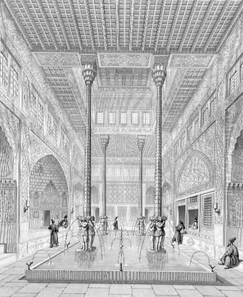 Interior of the Tchar-Bach Palace, Isfahan Oil Painting by Pascal Xavier Coste