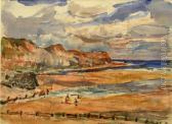 Sandsend Whitby Oil Painting by Rowland Henry Hill