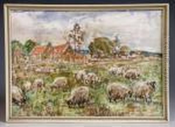 Sheepgrazing Oil Painting by Rowland Henry Hill