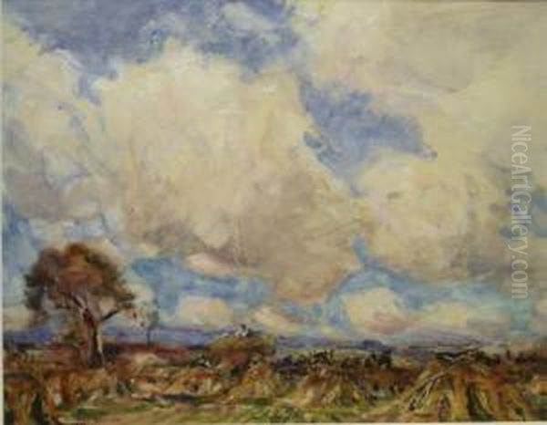 Haymaking Oil Painting by Rowland Henry Hill