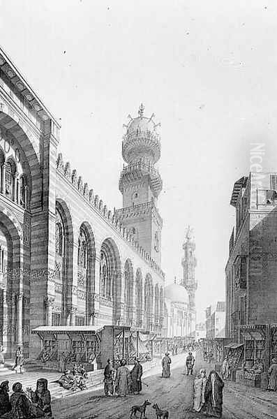 Exterior of the Mosque of Qalaoun, plate 20 from Monuments and Buildings of Cairo Oil Painting by Pascal Xavier Coste