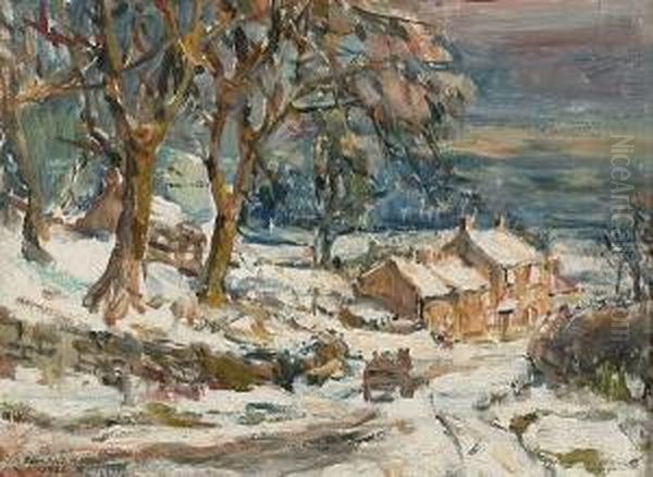 Derbyshire In Winter Oil Painting by Rowland Henry Hill