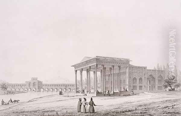 Exterior View of the Pavilion of Mirrors, Isfahan, plate 33 from Modern Monuments of Persia Oil Painting by Pascal Xavier Coste