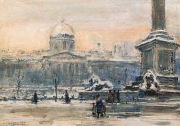 The National Gallery, Trafalgar Square Oil Painting by Rowland Henry Hill