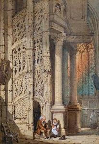 A Cathedral Interior by Samuel Prout