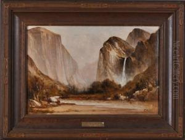 Bridal Falls, Yosemite Oil Painting by Thomas Hill