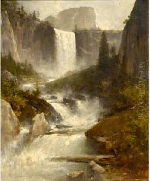 Vernal Falls Oil Painting by Thomas Hill