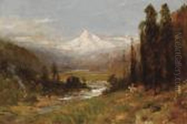 A View Of Mt. Hood Oil Painting by Thomas Hill