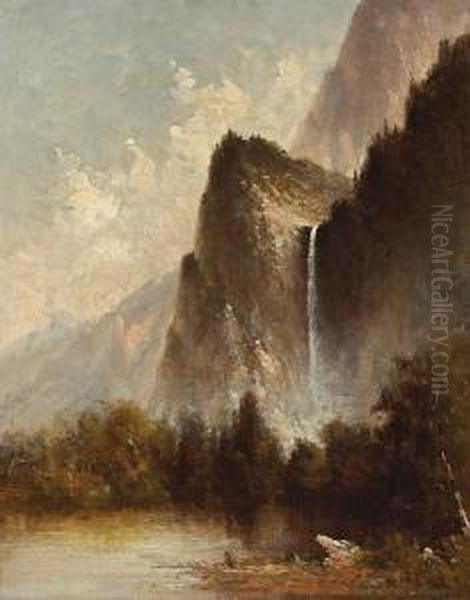 Bridal Veil Falls Oil Painting by Thomas Hill