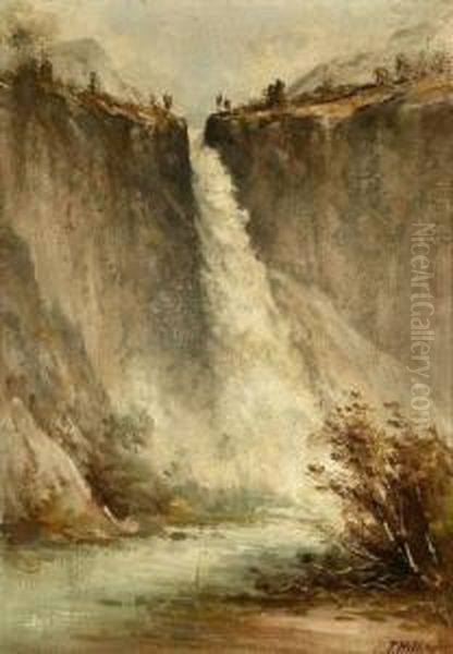 Yosemite Falls Oil Painting by Thomas Hill