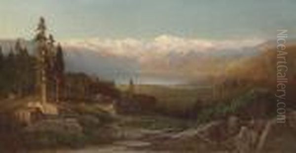 View In The Sierra Nevadas Oil Painting by Thomas Hill