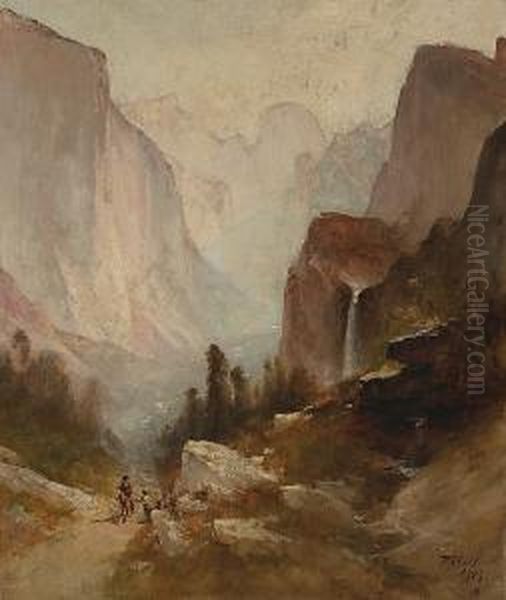 Riders In Yosemite Oil Painting by Thomas Hill