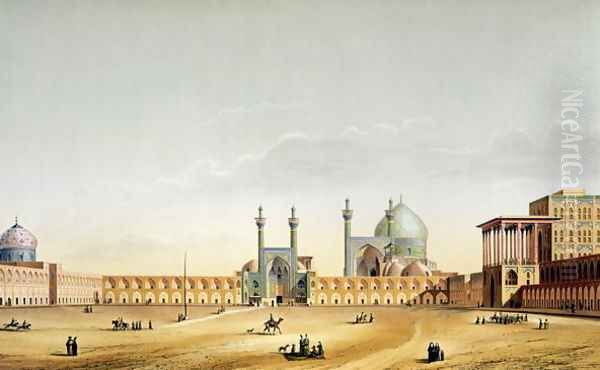 The Royal Palace and the Mesdjid-i-Shah, Isfahan, plate 6-7 from Modern Monuments of Persia Oil Painting by Pascal Xavier Coste