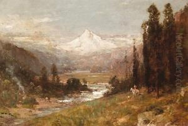 A View Of Mt. Hood Oil Painting by Thomas Hill