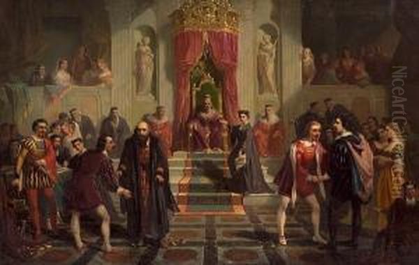 The Trial Scene From The 'merchant Of Venice' Oil Painting by Thomas Hill