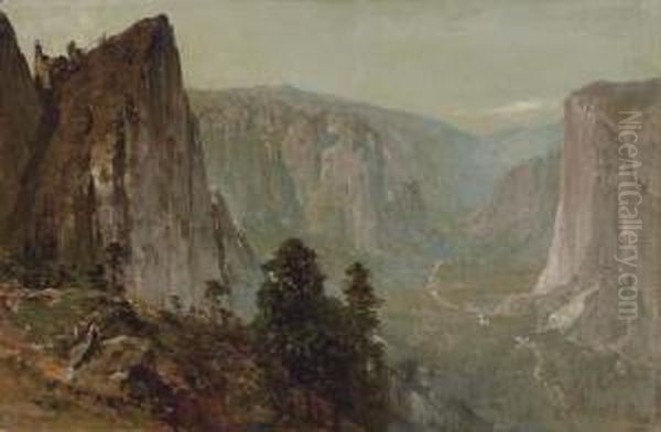 Westward View From Union Point, Yosemite Valley Oil Painting by Thomas Hill