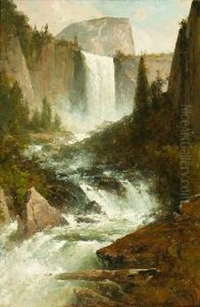 Vernal Fall, Yosemite Oil Painting by Thomas Hill