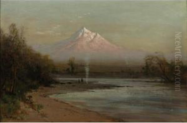 Evening At Mt. Shasta Oil Painting by Thomas Hill