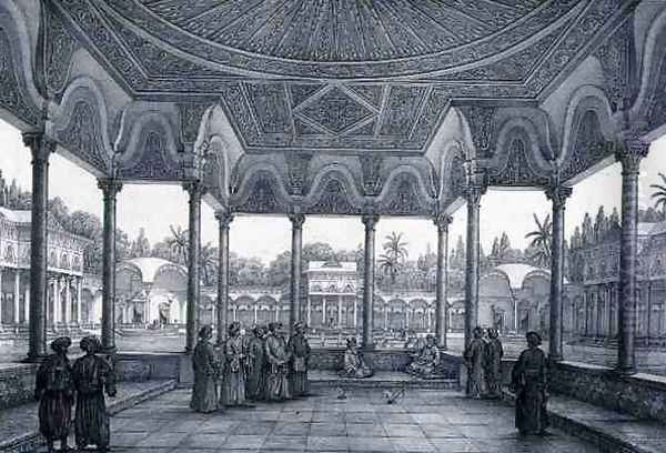 Fountain and Kiosk of the Garden of Choubrah, from Monuments and Buildings of Cairo Oil Painting by Pascal Xavier Coste