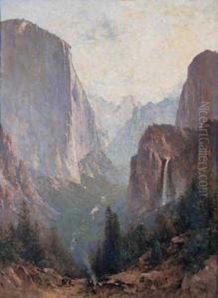 Yosemite Valley Oil Painting by Thomas Hill