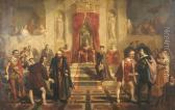 The Trial Scene From The Merchant Of Venice Oil Painting by Thomas Hill