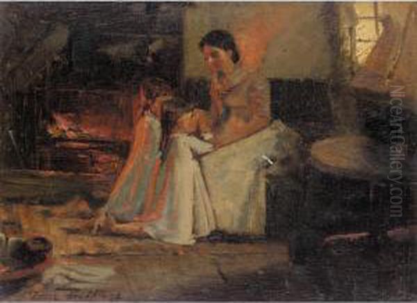 Fireside Prayers Oil Painting by Thomas Hill