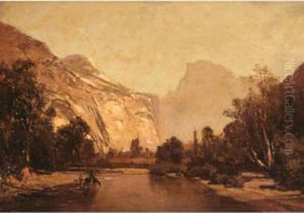 Royal Arches And Domes, Yosemite Valley Oil Painting by Thomas Hill