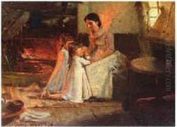 Fireside Prayers Oil Painting by Thomas Hill