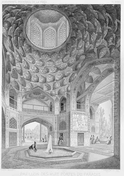 Pavilion of the Eight Paradises, in Isfahan, from Voyage Pittoresque' of Persia 2 Oil Painting by Pascal Xavier Coste