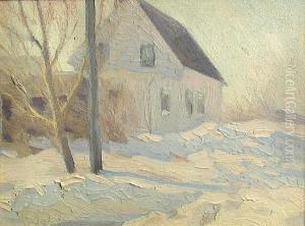 Snowy Landscape Oil Painting by Georges Hillaireau