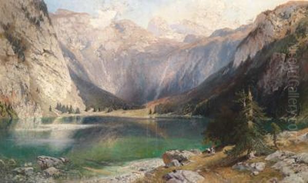 Blick Auf Den Obersee Im Berchtesgadener Land Oil Painting by Heinrich (Heinz) Hiller