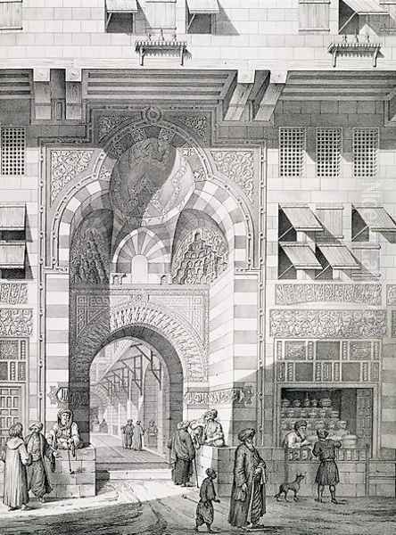 View of the Door of Okal Kaid-Bey, from Monuments and Buildings of Cairo Oil Painting by Pascal Xavier Coste