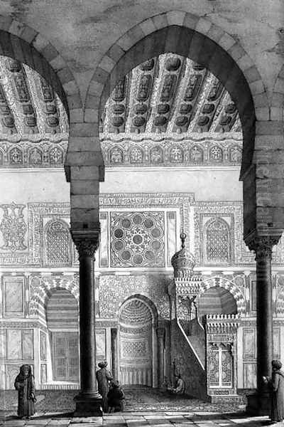 View of the Sanctuary Niche and the Pulpit in the Mosque of Moyed, plate 28 from Monuments and Buildings of Cairo Oil Painting by Pascal Xavier Coste