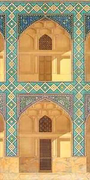 Detail of the Courtyard Arcades in the Medrese i Shah Hussein Isfahan Oil Painting by Pascal Xavier Coste