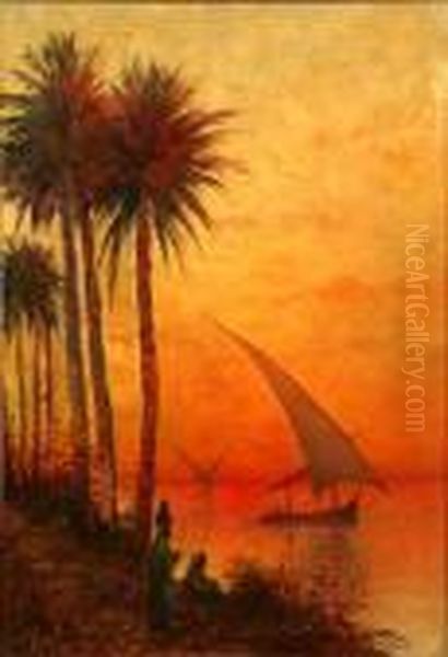 The Nile Sunset Oil Painting by William Henry Hilliard