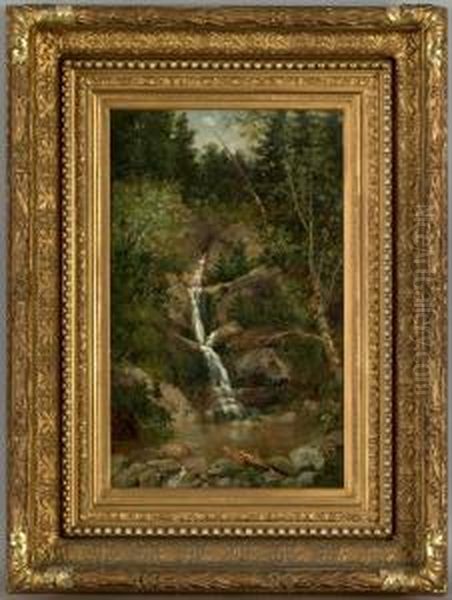 Cascade In The Mountains Oil Painting by William Henry Hilliard