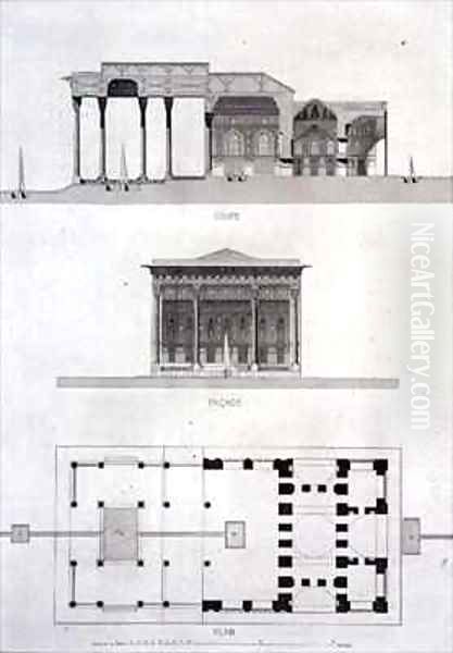 Cross Section Facade and Ground Plan of the Pavilion of Mirrors Isfahan Oil Painting by Pascal Xavier Coste